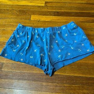 Colsie Women’s Sweat Shorts, Blue Floral, Sz Lg